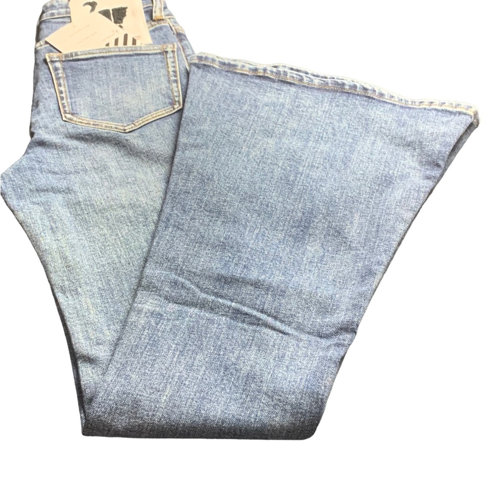 Free People x Sandrine Rose Women Blue Medit Flare Leg Jeans Sz 24 Distressed - Picture 8 of 10